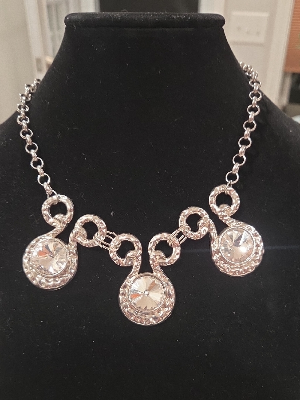 paparazzi Silver-Tone Triple Crystal Drop Necklace